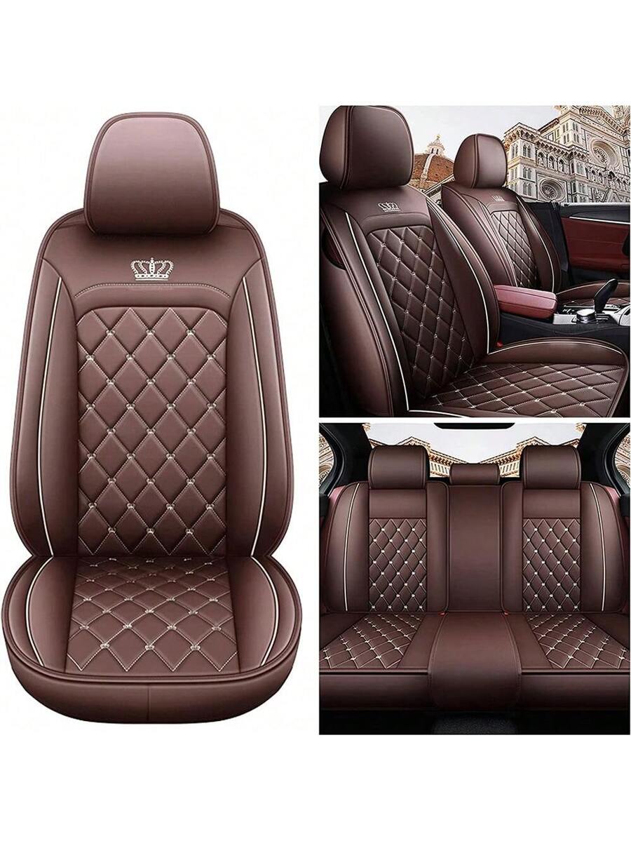 Leather Car Seat Covers Full Set Universal - ฝาครอบเบาะรถยนต์หนัง PU ด้านหน้าด้านหลังแบบสากล 5 ที่นั่ง ป้องกันเบาะ