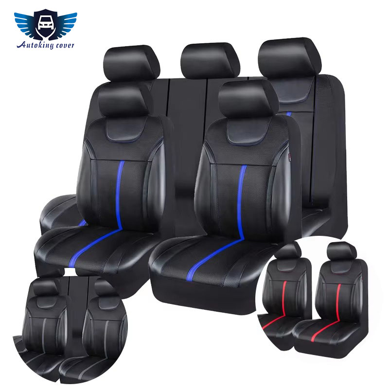 Leather Car Seat Covers Full Set Universal - AUTOKING ชุดหุ้มเบาะรถยนต์หนัง PU และผ้าตาข่าย อุปกรณ์ตกแต่งรถยนต์ ใช้ได้กับทุกเพศ