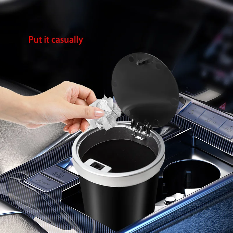 Waterproof Car Trash Can With Lid - สําหรับถ้วยผู้ถือเก็บขนาดกะทัดรัด LeakProof MINI รถถังขยะ Easy-Press Pop-Up