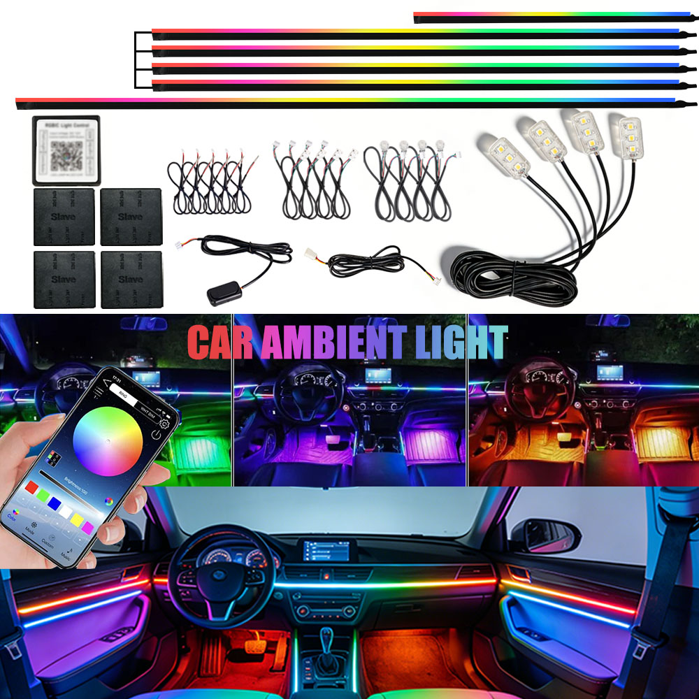Led Ambient Interior Car Lights App Control - ไฟแอมเบียนท์อะคริลิค LED ในรถยนต์ 6/10/14/18/22 in1 ไฟสร้างบรรยากาศหลากสีสัน