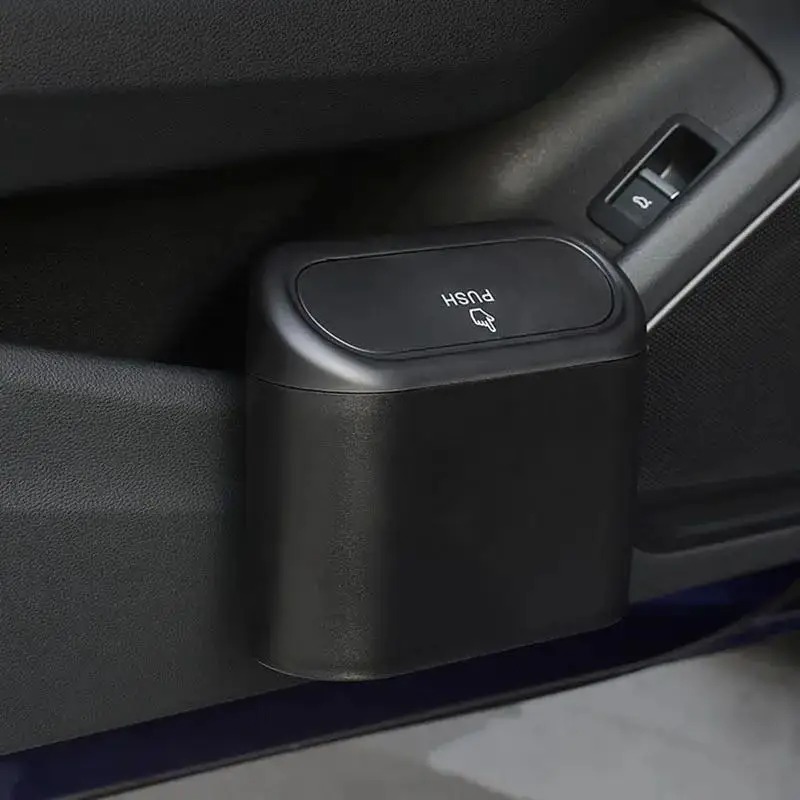 Waterproof Car Trash Can With Lid - ถังขยะในรถยนต์ขนาดเล็กพร้อมฝาเปิดแบบกด, ถังขยะอเนกประสงค์สำหรับประตูและคอนโซล, กล่องเก็บขยะในรถยนต์แบบกันน้ำ