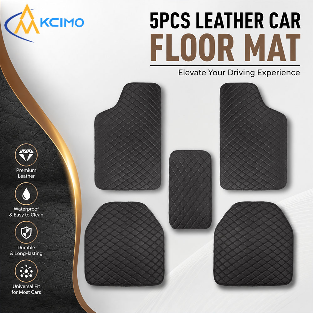 Car Floor Mats Universal Waterproof Leather - แผ่นรองพื้นรถยนต์หนัง 5 ชิ้น แบบกันน้ำ กันลื่น อุปกรณ์ป้องกันพื้นที่ภายในรถยนต์