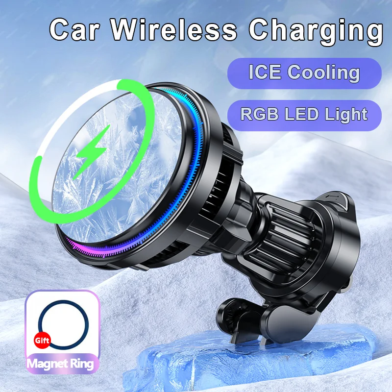 Wireless Car Charger Mount Fast Charging - ICE Cooling Magnetic Wireless Car Charger