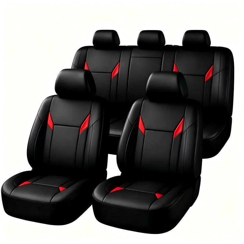 Leather Car Seat Covers Full Set Universal - ชุดหุ้มเบาะรถยนต์หนัง PU แบบสวมได้ทุกขนาด พร้อมเบาะโฟมนุ่ม ซักทำความสะอาดได้ สำหรับเบาะหน้าและเบาะหลัง