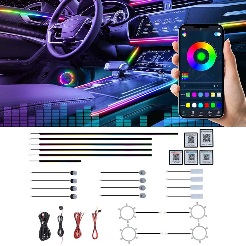 Led Ambient Interior Car Lights App Control - ชุดไฟ LED ตกแต่งภายในรถยนต์ 22 in 1