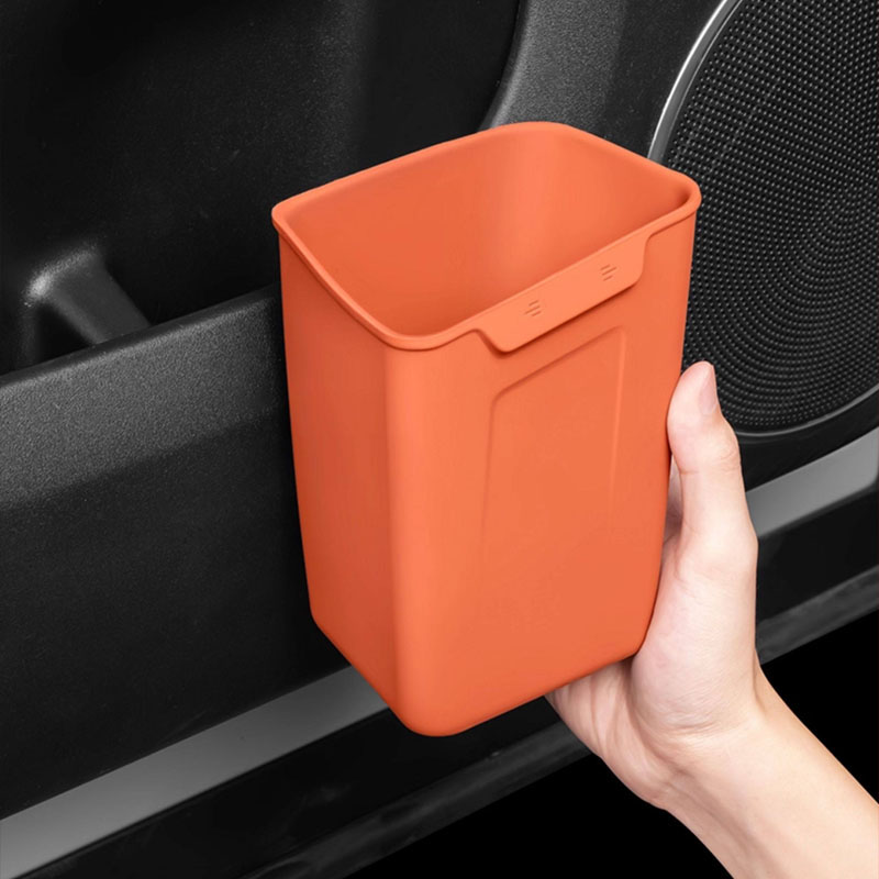 Waterproof Car Trash Can With Lid - ถังขยะติดประตูรถยนต์อเนกประสงค์ ถังขยะขนาดเล็ก ซิลิโคนกันน้ำ กล่องเก็บของในรถยนต์ สำหรับจัดเก็บของในรถยนต์