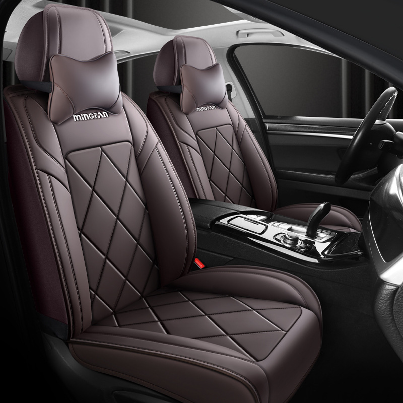 Leather Car Seat Covers Full Set Universal - ชุดหุ้มเบาะรถยนต์หนังแท้แบบเต็มตัว 5 ที่นั่ง ใช้ได้ทุกฤดู ระบายอากาศได้ดี สำหรับรถเก๋งและรถ
