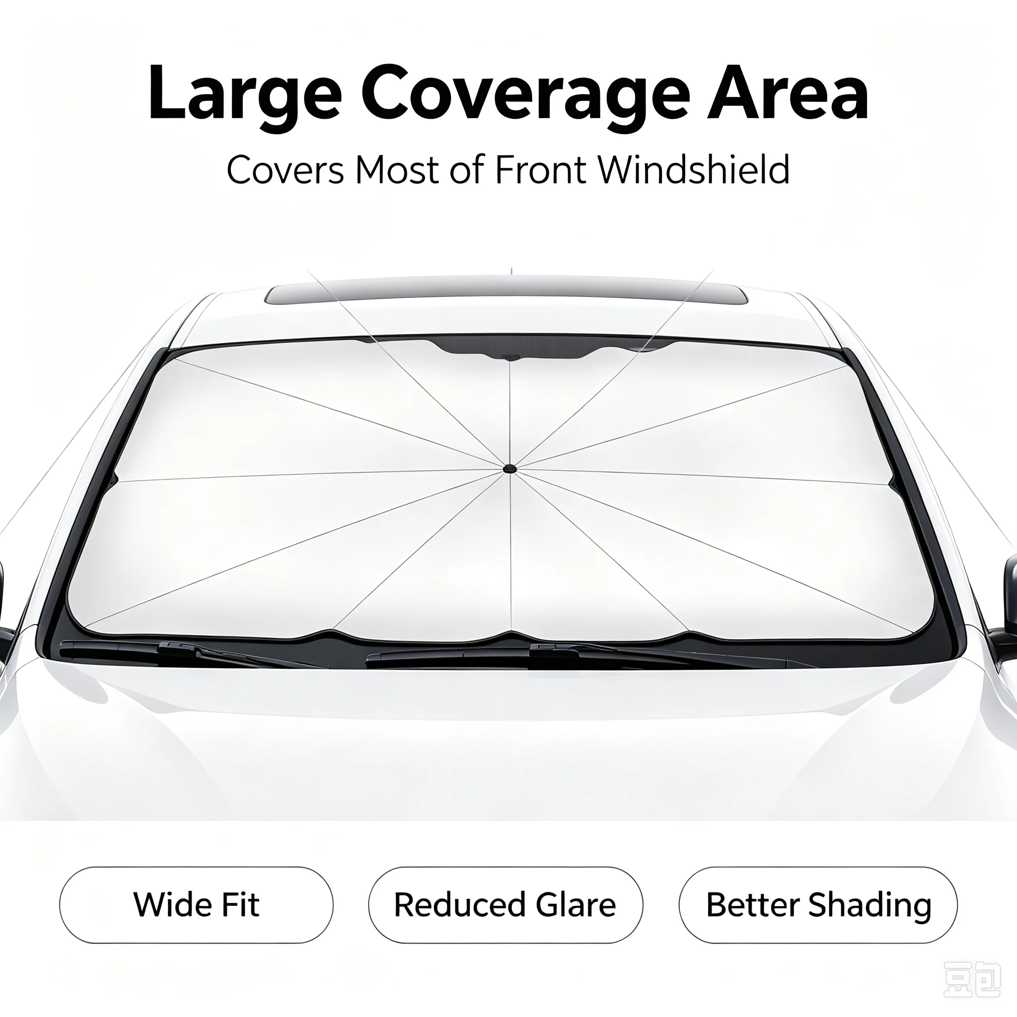 Car Sunshade Windshield Umbrella Foldable - ร่มบังแดดพับได้สำหรับกระจกหน้ารถ, เคลือบเงินป้องกันรังสียูวี, ฉนวนกันความร้อน, อุปกรณ์ป้องกันแสงแดดแบบพกพาสำหรับรถยนต์