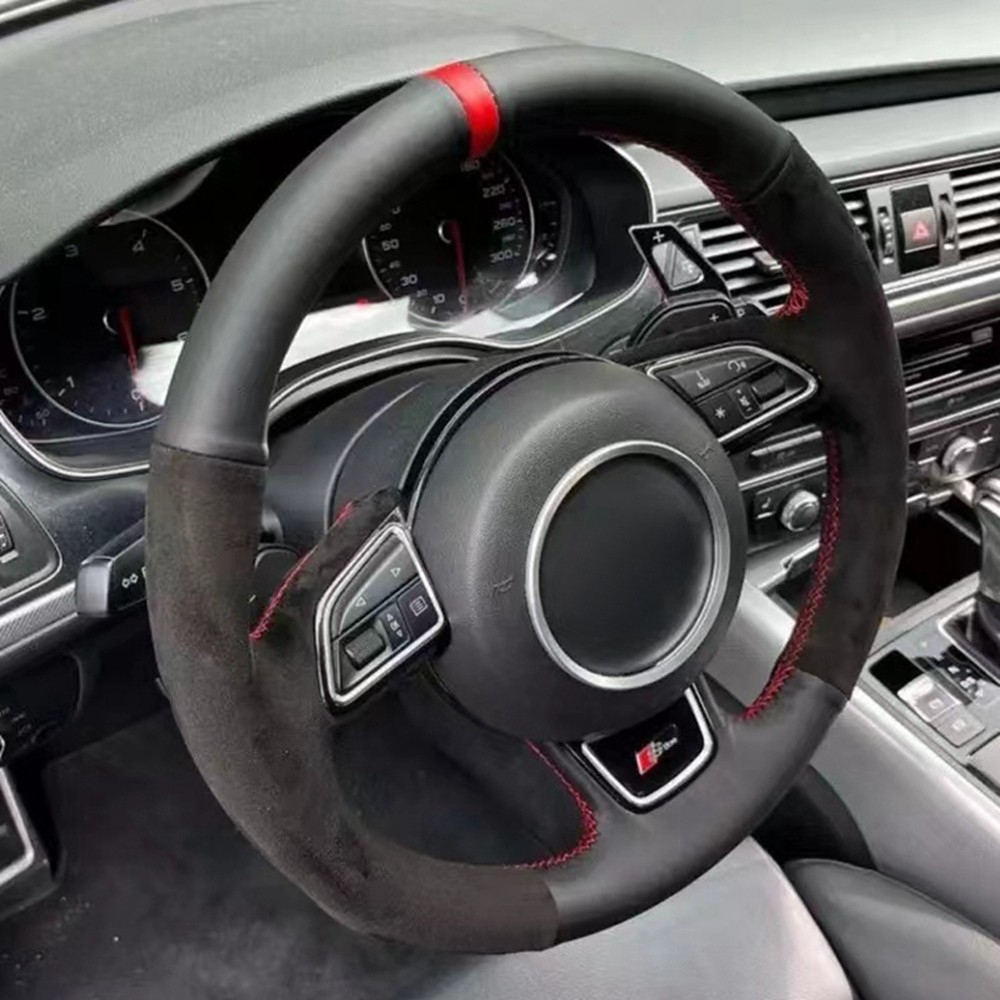Car Steering Wheel Cover Anti Slip Breathable - พวงมาลัยรถยนต์ถักเปียสำหรับ A5 Audi 2013-2017 A6 S6