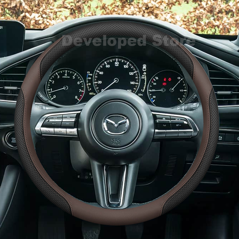 Car Steering Wheel Cover Anti Slip Breathable - ฝาครอบพวงมาลัยรถยนต์สำหรับมาสด้า 3 แอ็กเซล่า บีพี มาสด้า 3