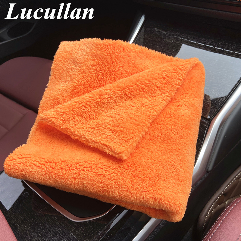 Microfiber Car Drying Towel Super Absorbent - Lucullan 40x40 ซม.สีส้ม Super หนา Plush