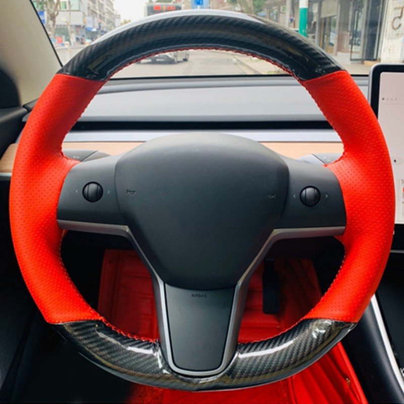 HAND-stitched Anti-SLIP คาร์บอ - Car Steering Wheel Cover Anti Slip Breathable บทวิจารณ์และราคา