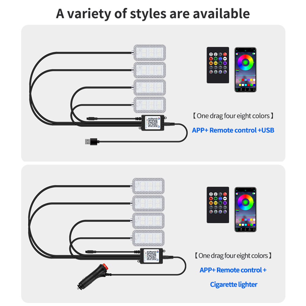 รถ LED เท้า Ambient พร้อม USB  - Led Ambient Interior Car Lights App Control บทวิจารณ์และราคา