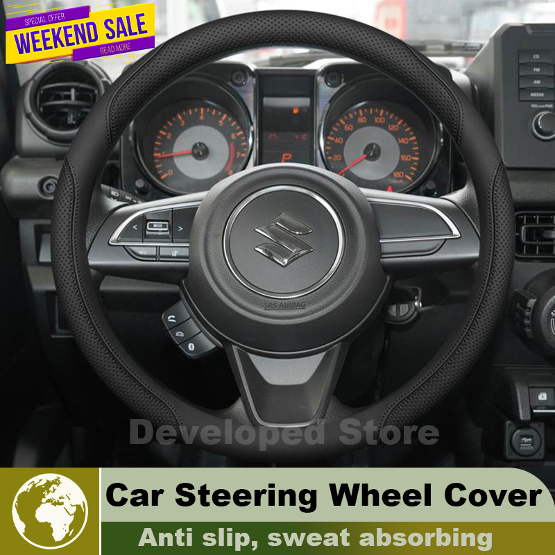ปลอกหุ้มพวงมาลัยหนังสำหรับรถยน - Car Steering Wheel Cover Anti Slip Breathable บทวิจารณ์และราคา