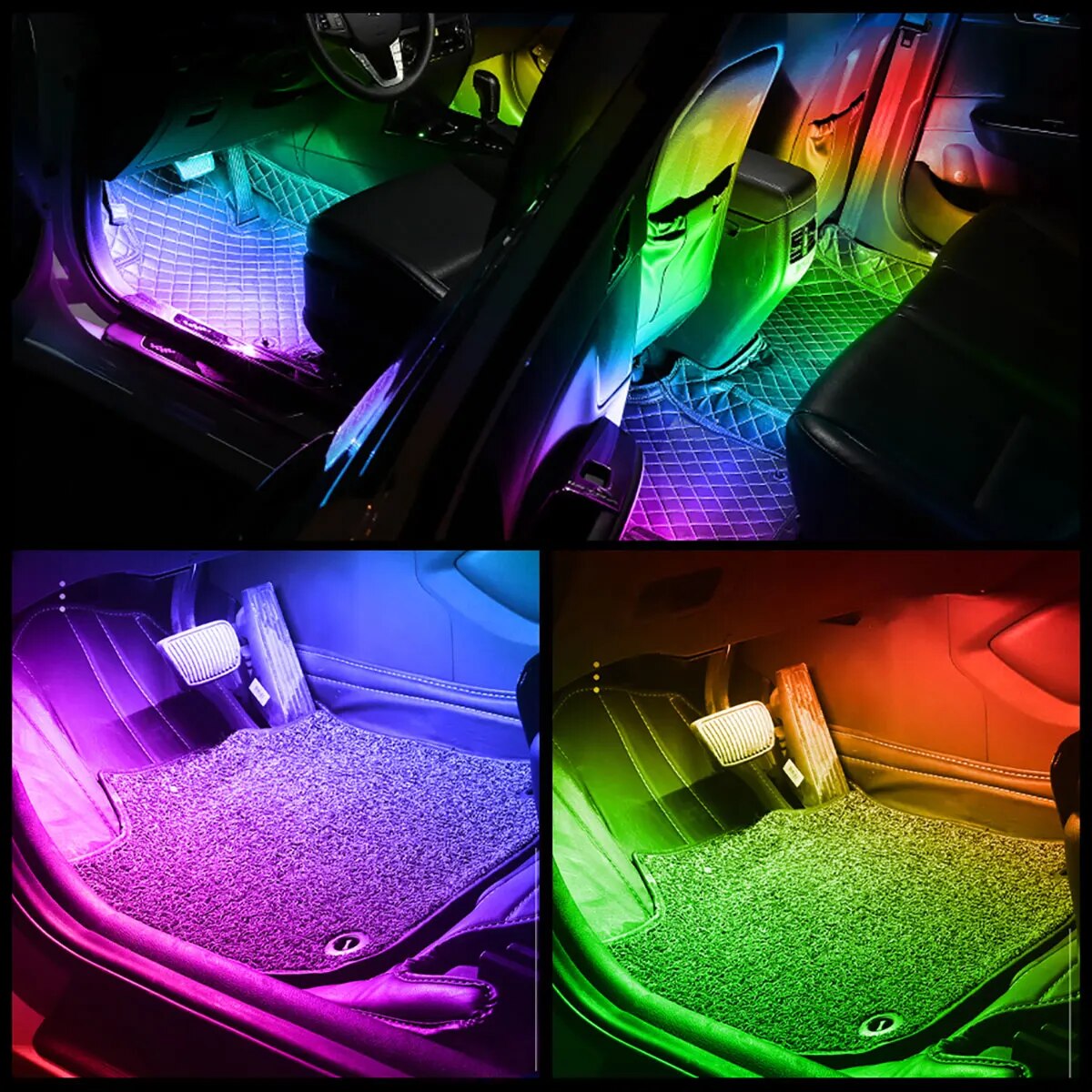4ใน1รถซิมโฟนีแอลอีดีพร้อม USB  - Led Ambient Interior Car Lights App Control บทวิจารณ์และราคา