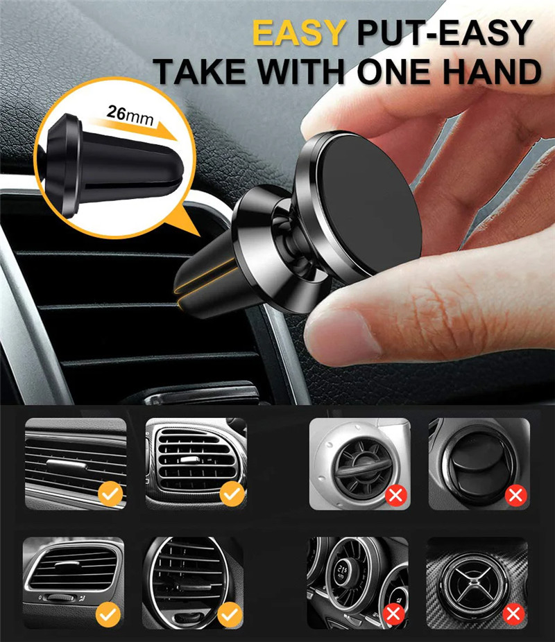 ที่ยึดโทรศัพท์ในรถยนต์แบบแม่เห - Magnetic Phone Holder For Car Vent บทวิจารณ์และราคา