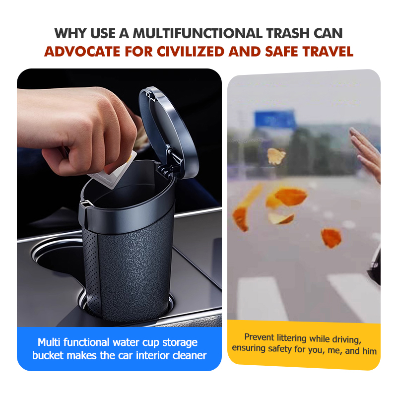 ถังขยะในรถยนต์ กล่องเก็บขยะ AB - Waterproof Car Trash Can With Lid บทวิจารณ์และราคา