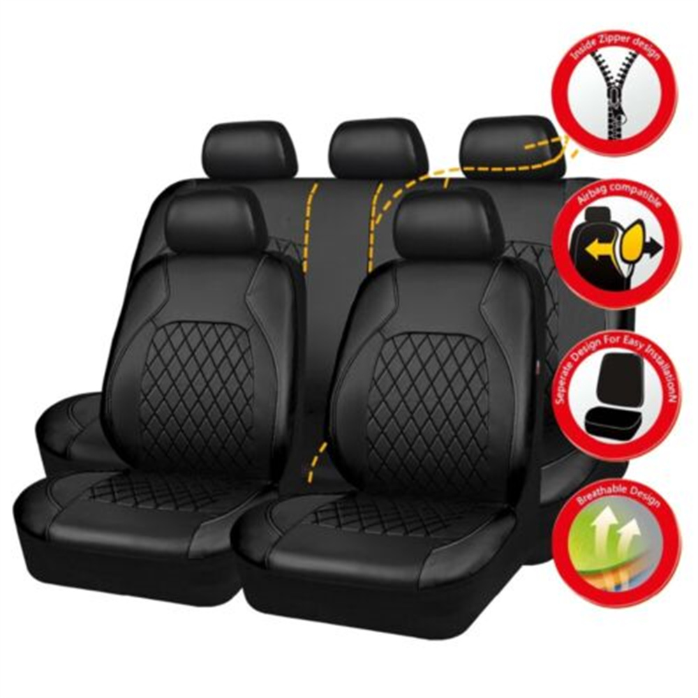 Universal รถยนต์ชุด PU หนังเบา - Leather Car Seat Covers Full Set Universal บทวิจารณ์และราคา