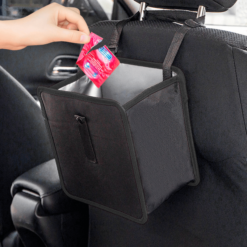 ถังขยะในรถยนต์แบบพกพาถังขยะกัน - Waterproof Car Trash Can With Lid บทวิจารณ์และราคา