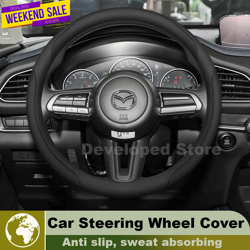 ปลอกหุ้มพวงมาลัยหนังสำหรับรถยน - Car Steering Wheel Cover Anti Slip Breathable บทวิจารณ์และราคา