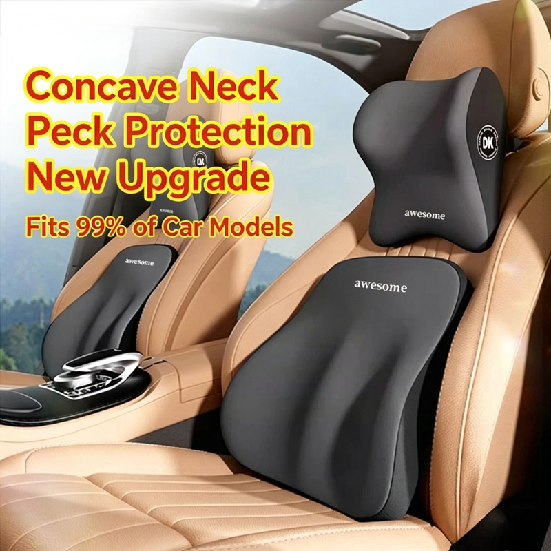 ชุดหมอนรองคอและพนักพิงหลังในรถ - Memory Foam Car Neck Pillow Lumbar Support บทวิจารณ์และราคา