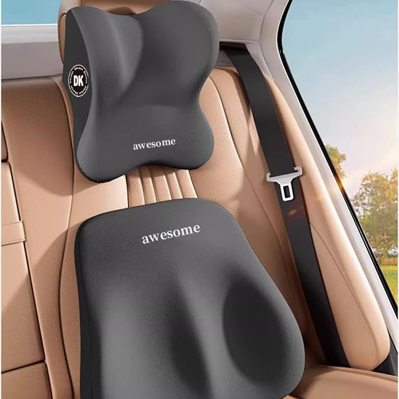 ชุดหมอนรองคอและพนักพิงหลังในรถ - Memory Foam Car Neck Pillow Lumbar Support บทวิจารณ์และราคา