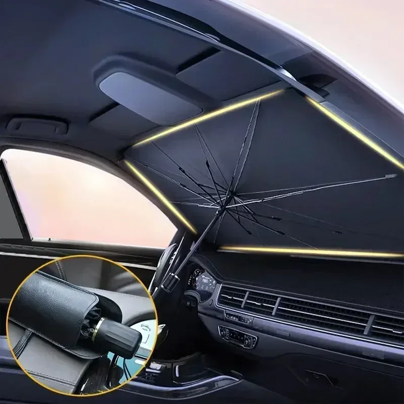 อุปกรณ์บังแดดกระจกรถยนต์แบบพับ - Car Sunshade Windshield Umbrella Foldable บทวิจารณ์และราคา