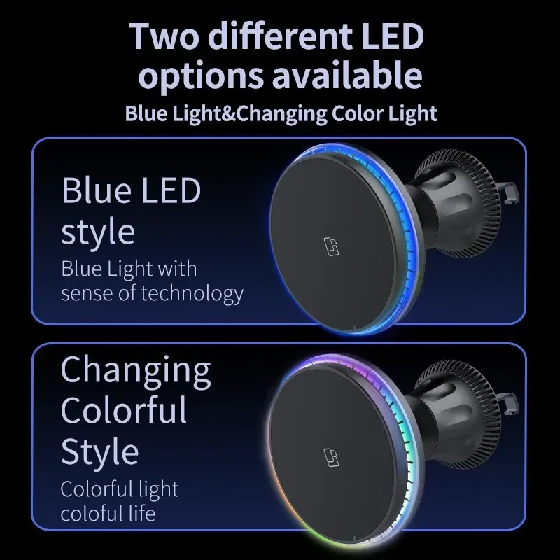 LED/RGB ที่ชาร์จไร้สายในรถยนต์ - Wireless Car Charger Mount Fast Charging บทวิจารณ์และราคา
