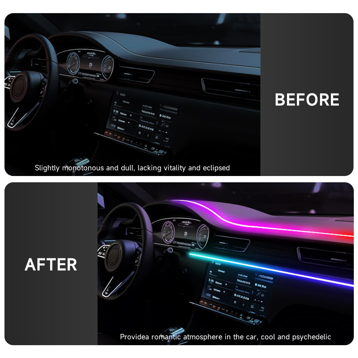 ไฟ LED สร้างบรรยากาศแบบ USB 64 - Led Ambient Interior Car Lights App Control บทวิจารณ์และราคา
