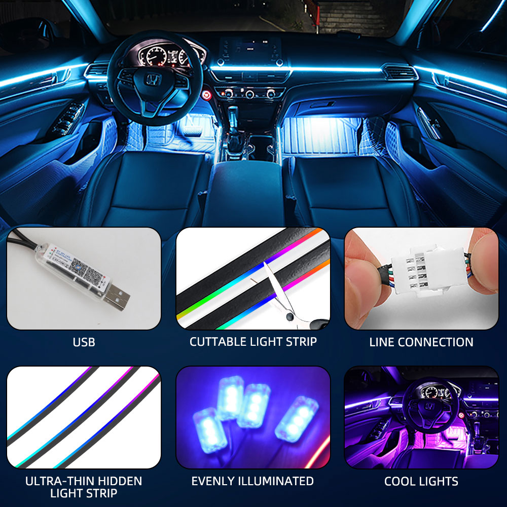Universal Symphony รถ Ambient  - Led Ambient Interior Car Lights App Control บทวิจารณ์และราคา
