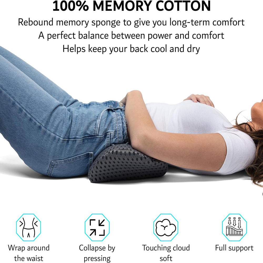 เบาะเมมโมรีระบายอากาศสำหรับตกแ - Memory Foam Car Neck Pillow Lumbar Support บทวิจารณ์และราคา