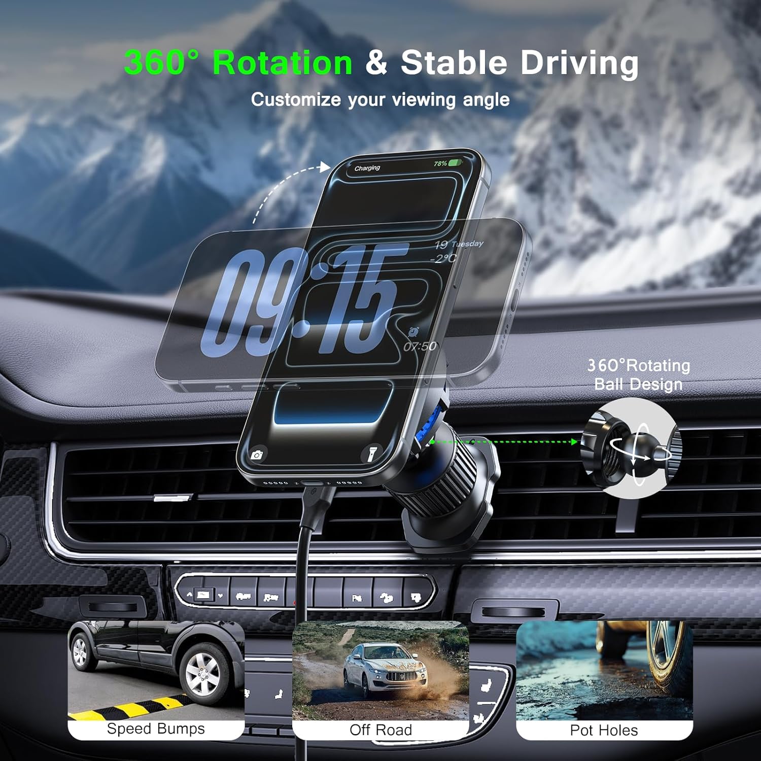 ที่ยึดโทรศัพท์ในรถยนต์แบบแม่เห - Magnetic Phone Holder For Car Vent บทวิจารณ์และราคา