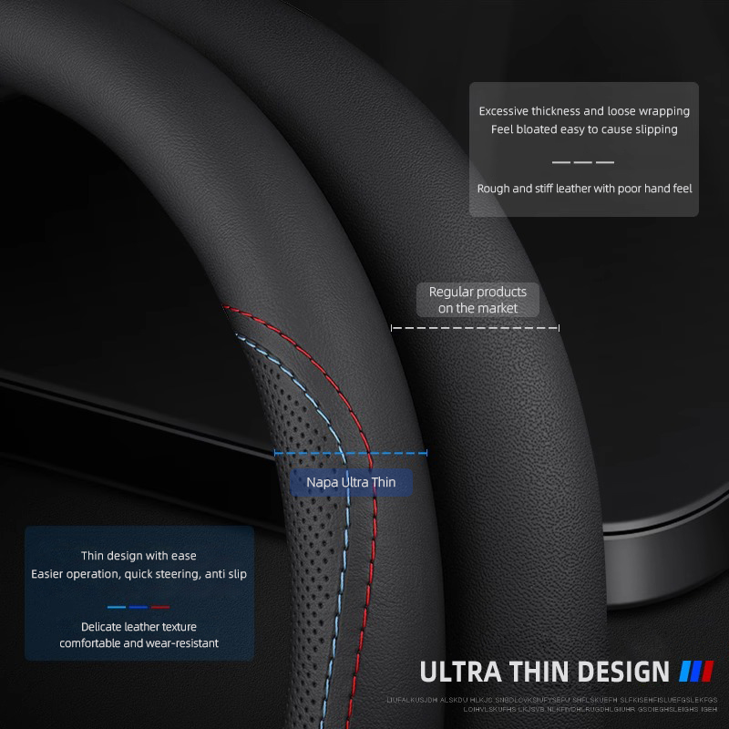 ปลอกหุ้มพวงมาลัยรถยนต์หนังนาปา - Car Steering Wheel Cover Anti Slip Breathable บทวิจารณ์และราคา